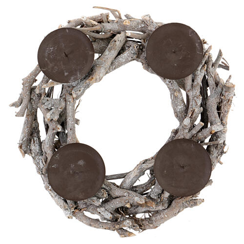 Corona dell'Avvento portacandele legno Natale 8x30x30 cm  2