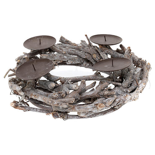 Corona dell'Avvento portacandele legno Natale 8x30x30 cm  3