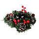 Christmas candle holder 10x20 cm with red berries and pine cones s2