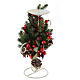 Candle holder 10 cm Christmas red berries leaves 30 cm s3
