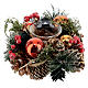 Podstawka na świeczkę 5 cm bożonarodzeniowa, dek. kulki i jagody czerwone, śr. 15 cm s1