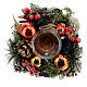 Podstawka na świeczkę 5 cm bożonarodzeniowa, dek. kulki i jagody czerwone, śr. 15 cm s2