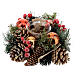 Podstawka na świeczkę 5 cm bożonarodzeniowa, dek. kulki i jagody czerwone, śr. 15 cm s3