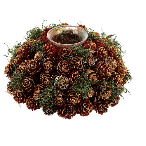 Christmas centrepiece with 2.4 in candleholders and mini pinecones 9 in 1