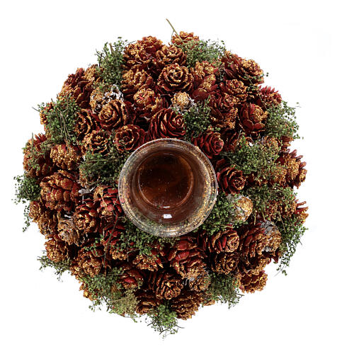 Christmas centrepiece with 2.4 in candleholders and mini pinecones 9 in 2