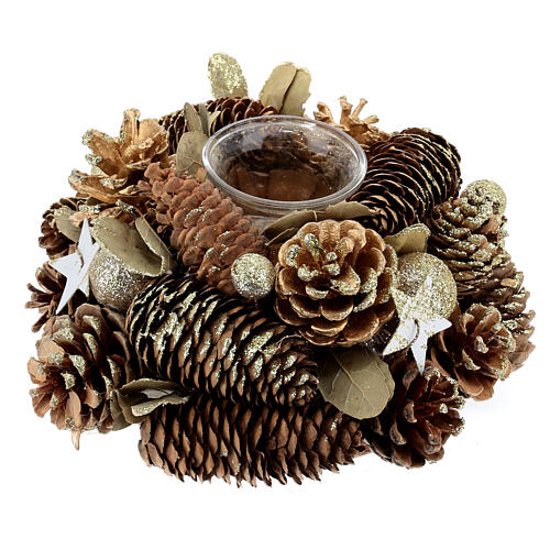 Candle holder 6 cm Christmas centerpiece mini pine cones 20 cm 1