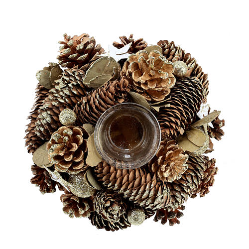 Candle holder 6 cm Christmas centerpiece mini pine cones 20 cm 2