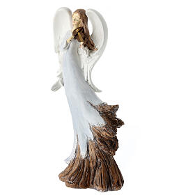 Angel with violin, white resin, h 35 cm