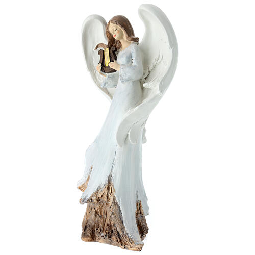 Ángel resina con arpa blanco h 30 cm 2