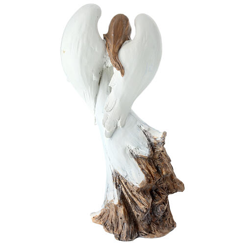 White resin angel with harp h 30 cm 4