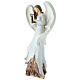 White resin angel with harp h 30 cm s2