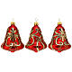 Set of 3 bell-shaped red Christmas balls of blown glass, 4x3 in s1