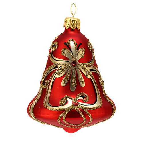 Set of 3 blown glass bell-shaped red balls 10x7 cm 2