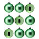 Conjunto 9 bolas de Natal verdes brilhantes ou opacas 80 mm vidro soprado s1