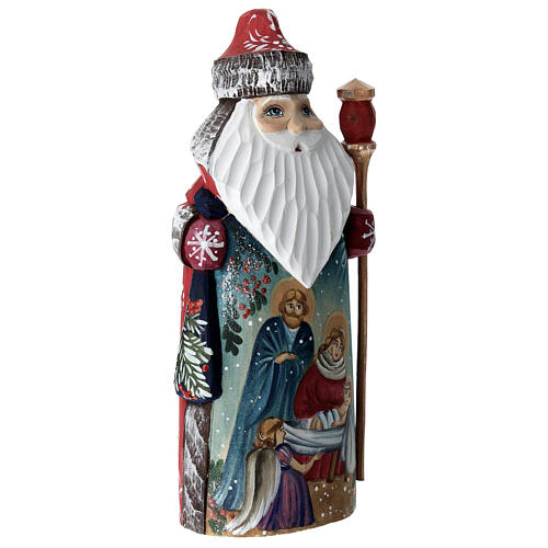 Ded Moroz with Holy Family, carved painted wood, 7 in 3