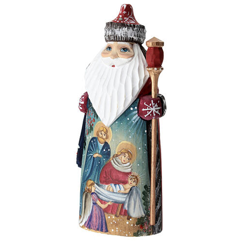 Santa Claus wood carved painted 17 cm Holy Family 4
