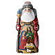 Nonno Gelo rosso Sacra Famiglia 22 cm bastone legno intagliato s1