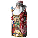 Nonno Gelo rosso Sacra Famiglia 22 cm bastone legno intagliato s4