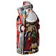 Ded Moroz vermelho com bastão e desenho Sagrada Família madeira pintada 22 cm s3