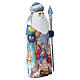 Ded Moroz vermelho com bastão e desenho Sagrada Família madeira pintada 22 cm s3