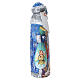 Ded Moroz vermelho com bastão e desenho Sagrada Família madeira pintada 22 cm s4