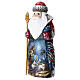 Ded Moroz scène Nativité 22 cm cape rouge bois sculpté s4