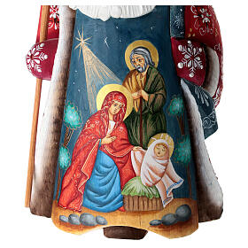 Ded Moroz rouge scène Nativité 23 cm bois sculpté