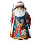 Ded Moroz statue red Nativity Scene 23 cm carved wood s1