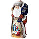 Red Ded Moroz with Holy Family and blue sack, carved wood, 12 in s4