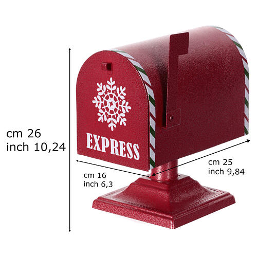 Red metal Christmas letterbox for Santa 10x10x6 in 3