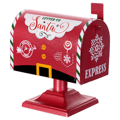 Boîte aux lettres rouge du Père Noël métal 25x25x15 cm 2