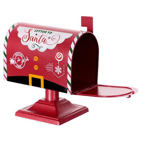 Boîte aux lettres rouge du Père Noël métal 25x25x15 cm 3