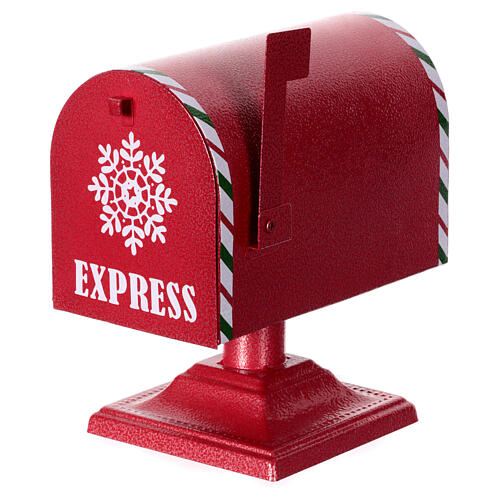 Boîte aux lettres rouge du Père Noël métal 25x25x15 cm 4