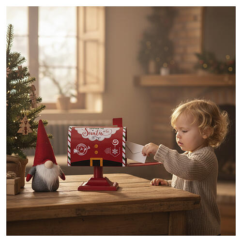Boîte aux lettres rouge du Père Noël métal 25x15x25 cm 2