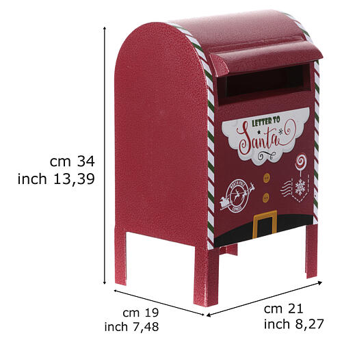 Cassetta delle lettere metallo rosso Natale 35x20x20 cm 3
