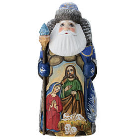 Ded Moroz with blue coat and Nativity Scene 7.5 in