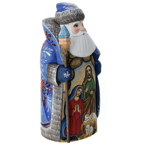 Ded Moroz with blue coat and Nativity Scene 7.5 in 4