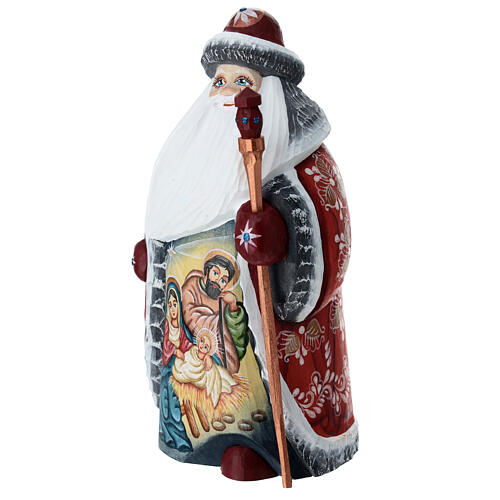 Ded Moroz scène Nativité 18 cm cape rouge 3