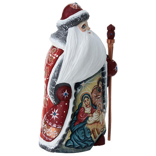 Ded Moroz scène Nativité 18 cm cape rouge 4