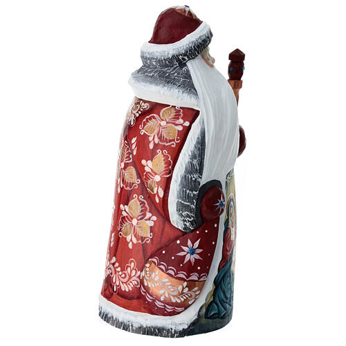 Ded Moroz scène Nativité 18 cm cape rouge 5