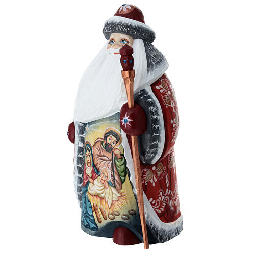 Santa Claus red coat with Nativity scene 18 cm 3