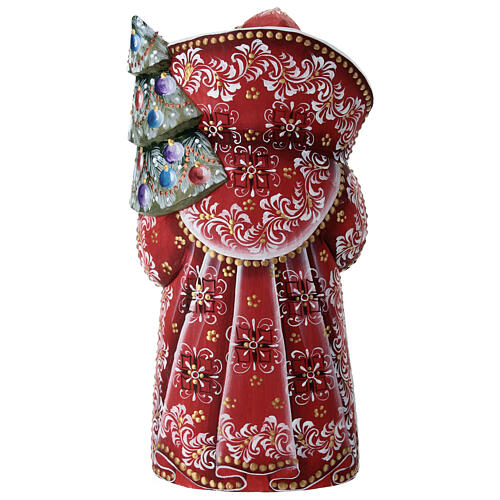 Ded Moroz 18 cm cape rouge avec canne et sapin de Noël 6