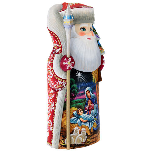 Ded Moroz 18 cm cape rouge avec canne et sapin de Noël 4