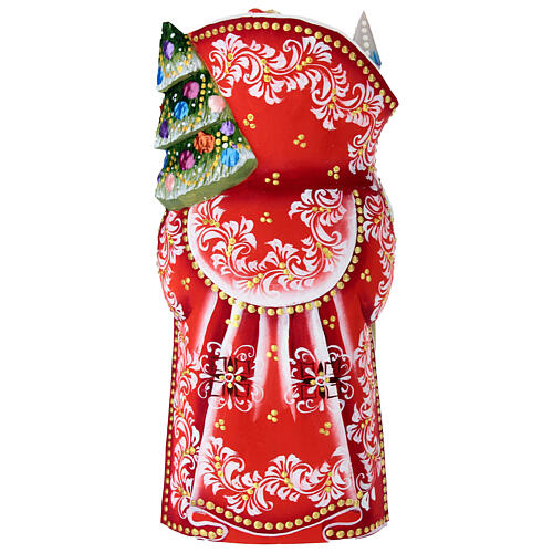 Ded Moroz 18 cm cape rouge avec canne et sapin de Noël 5