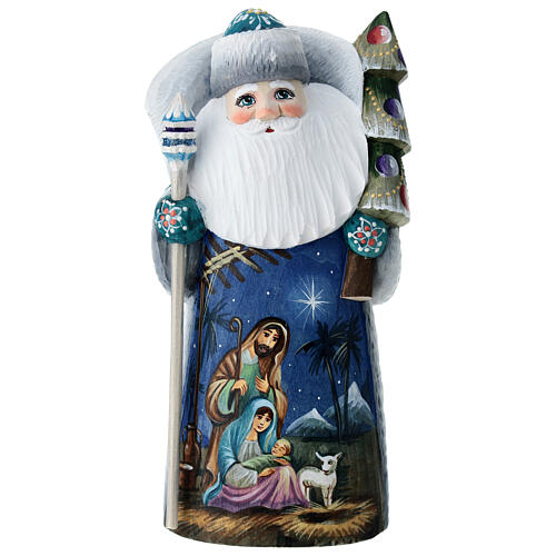 Ded Moroz manteau vert scène Nativité 18 cm 1
