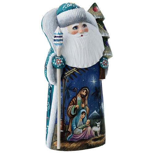 Ded Moroz manteau vert scène Nativité 18 cm 5