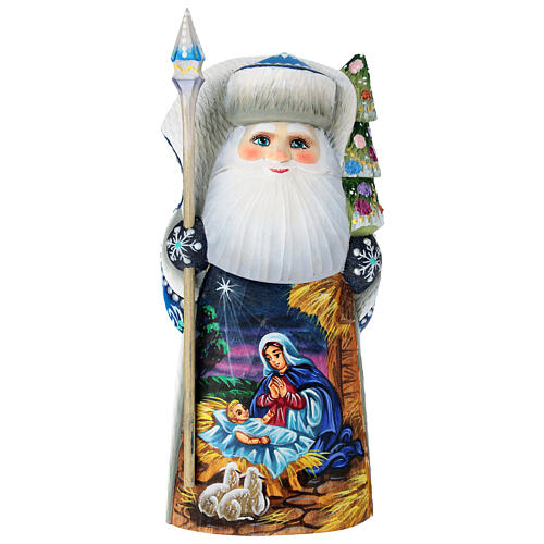 Ded Moroz manteau vert scène Nativité 18 cm 1