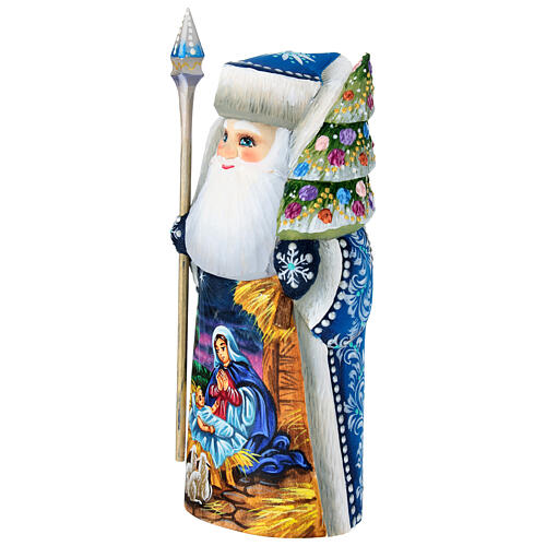 Ded Moroz manteau vert scène Nativité 18 cm 3