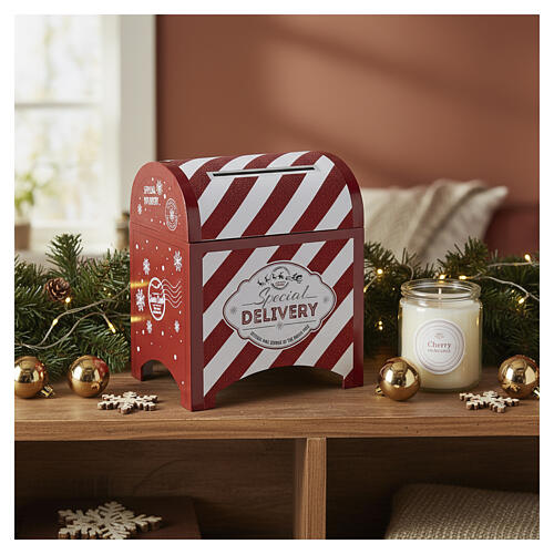 Scrigno portalettere Babbo Natale bianco rosso 25x20x20cm 4