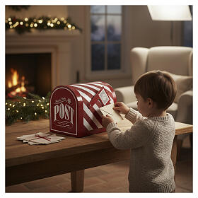 Santa Claus' letterbox with white and red stripes, 10x8x10 in